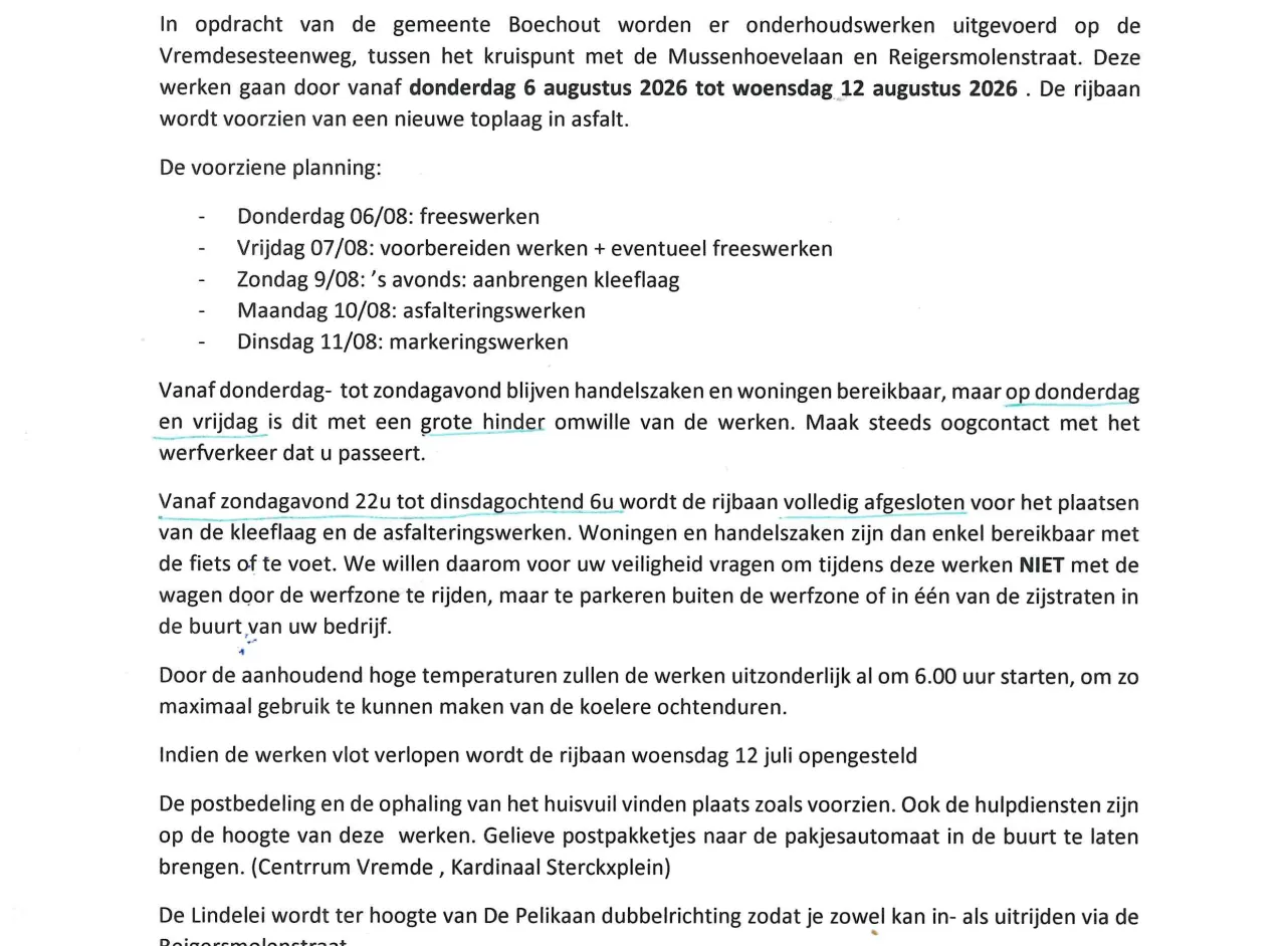 Wegenwerken vremdesesteenweg
